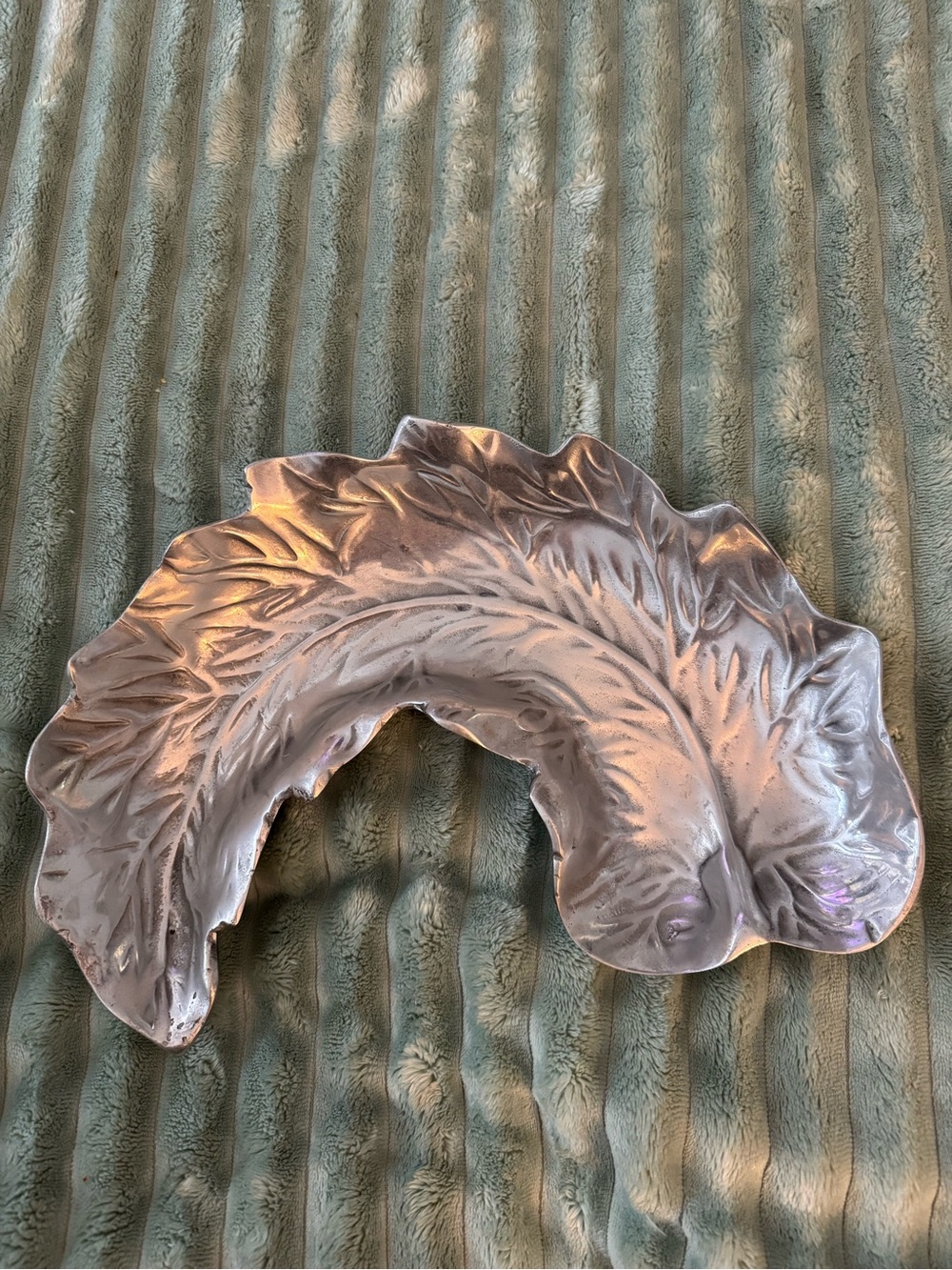 Pewter Decorative Leaf-Shaped Accent Tray Bell Collection